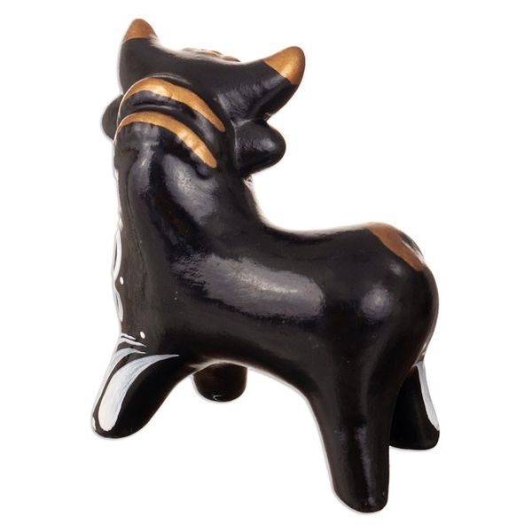 Alternate image for Traditional Andean Handmade Ceramic Bull Sculpture in Black Black Guardian of Pucar