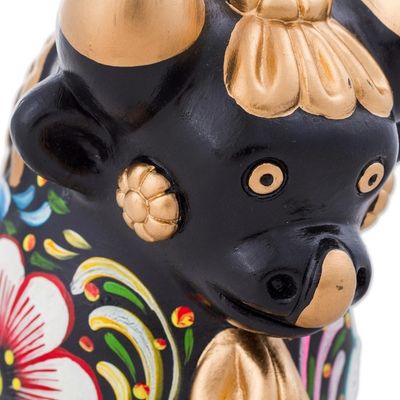 Alternate image for Hand Painted Ceramic Bull with Floral Motifs from Peru Big Colorful Pucara Bull