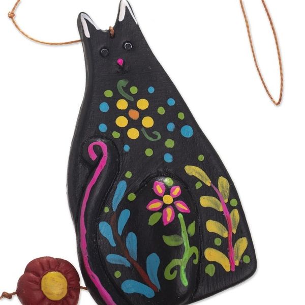 Alternate image for Hand-Painted Cat-Themed Wall Accent from Peru Cat Parade