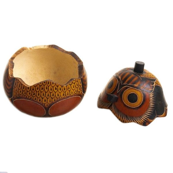 Alternate image for Mate Gourd Owl Decorative Container Owls Wisdom