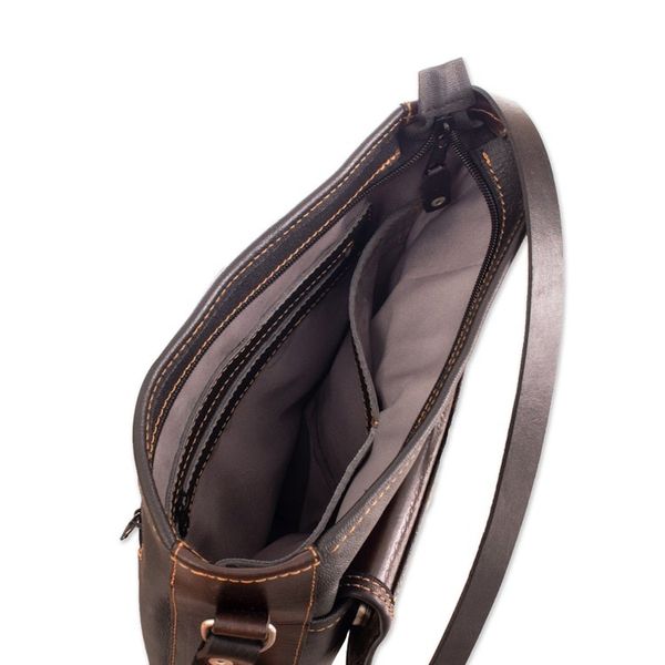 Alternate image for Adjustable Brown Leather Sling Bag with Embossed Motifs Urban Explorer
