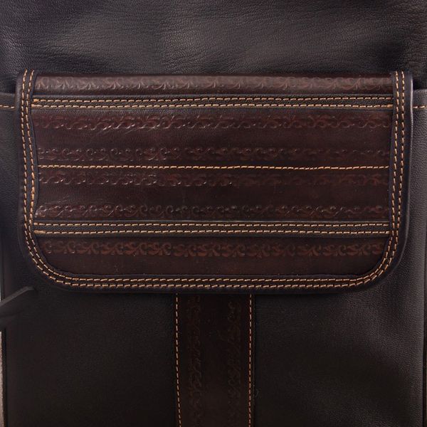 Alternate image for Adjustable Brown Leather Sling Bag with Embossed Motifs Urban Explorer