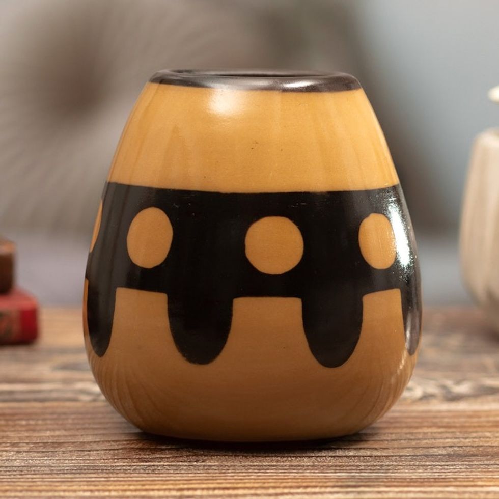 Handcrafted Ceramic Decorative Vase in Warm Palette 'Sun Tribute'