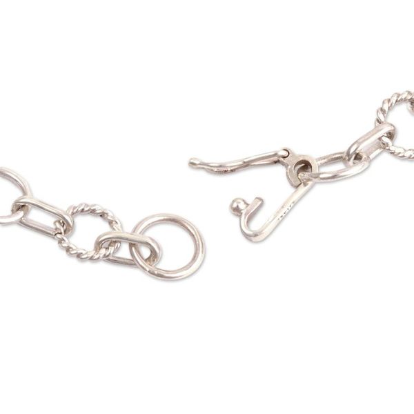 Alternate image for Religious Sterling Silver Heart Link Bracelet from Peru Divine Heart