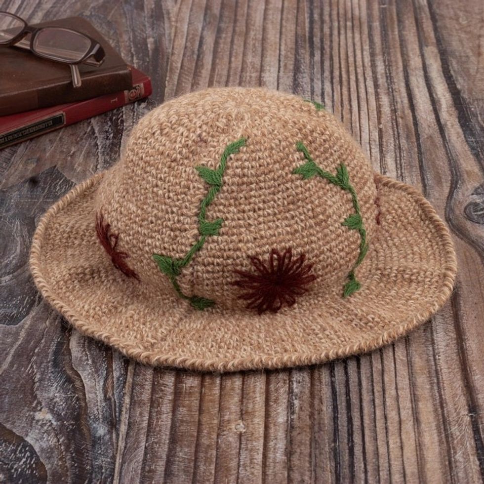 Brimmed 100 Alpaca Hat 'Winter Garden'