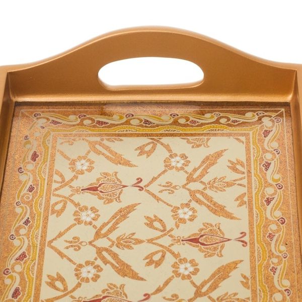 Alternate image for Gold-Tone Reverse-Painted Glass Tray from Peru Golden Colonial