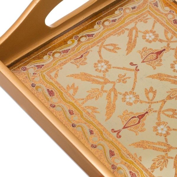 Alternate image for Gold-Tone Reverse-Painted Glass Tray from Peru Golden Colonial