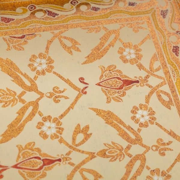 Alternate image for Gold-Tone Reverse-Painted Glass Tray from Peru Golden Colonial
