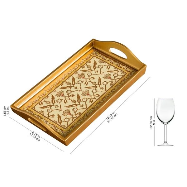 Alternate image for Gold-Tone Reverse-Painted Glass Tray from Peru Golden Colonial