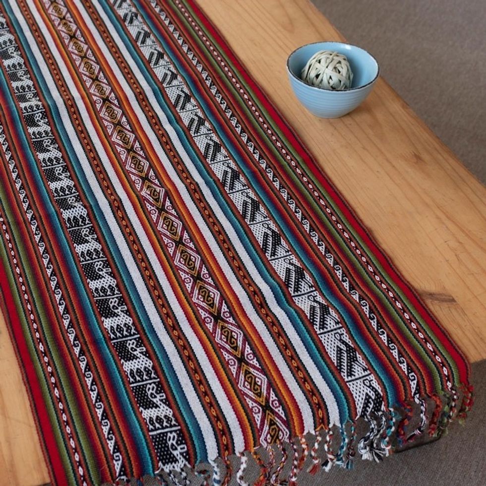 Inca Motif Alpaca-Blend Table Runner 'Inca Icons'