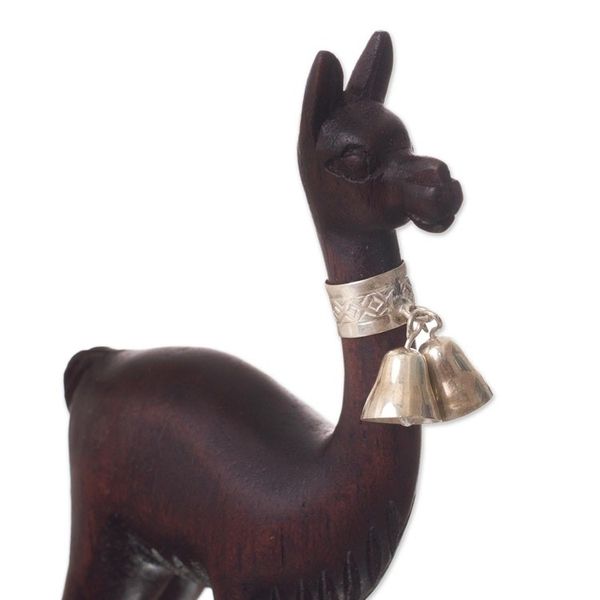 Alternate image for Cedar Wood and Sterling Silver Vicua Figurines Pair Andean Vicuas