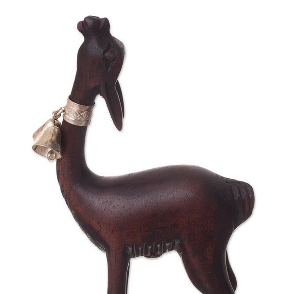 Alternate image for Cedar Wood and Sterling Silver Vicua Figurines Pair Andean Vicuas