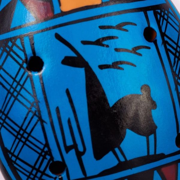 Alternate image for Ceramic Ocarina with Llama Motif Handcrafted in Peru Blue Wind