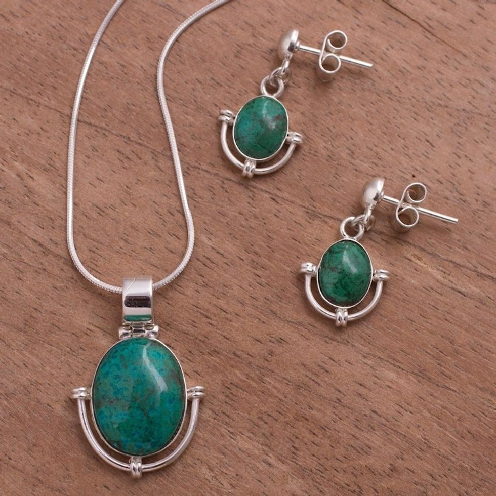 Chrysocolla jewelry set 'Mystique'