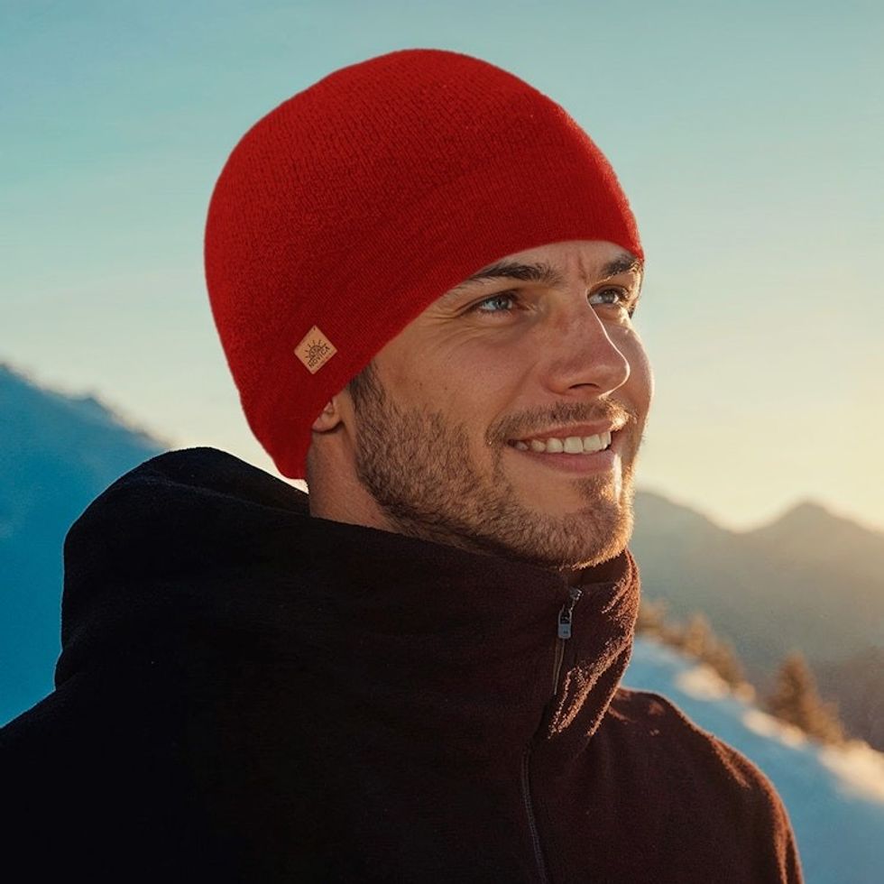 Unisex Soft Alpaca Blend Knit Hat in Crimson Red 'Crimson Minds'