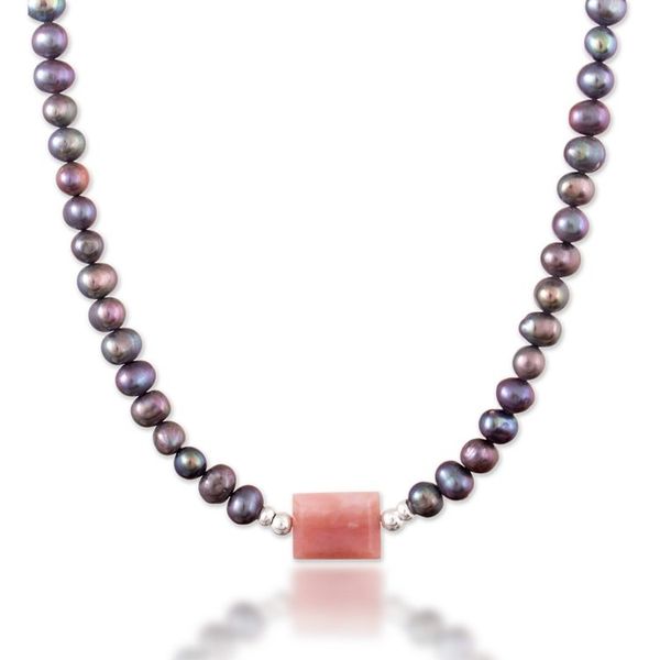 Alternate image for Peacock Pearl and Natural Opal Stone Beaded Pendant Necklace Genuine Hope