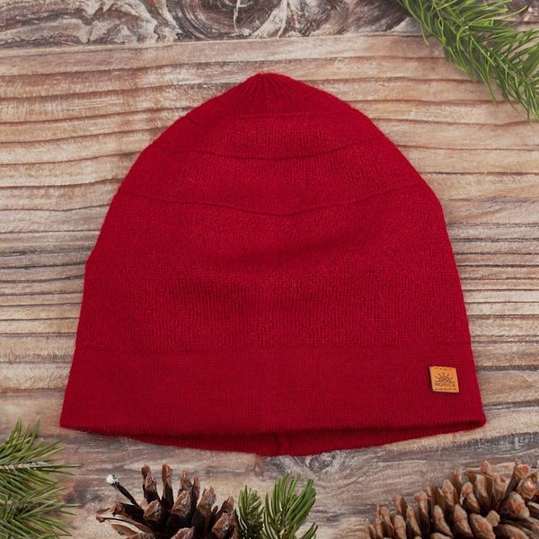 Alternate image for Unisex Soft Alpaca Blend Knit Hat in Crimson Red Crimson Minds