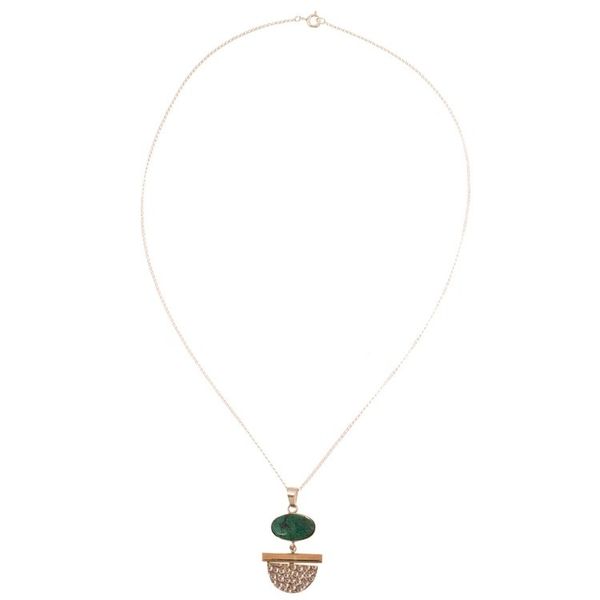 Alternate image for Modern 18k Gold-Plated Natural Chrysocolla Pendant Necklace Hypnotic Calm