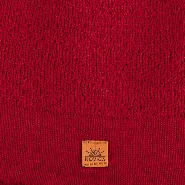 Alternate image for Unisex Soft Alpaca Blend Knit Hat in Crimson Red Crimson Minds