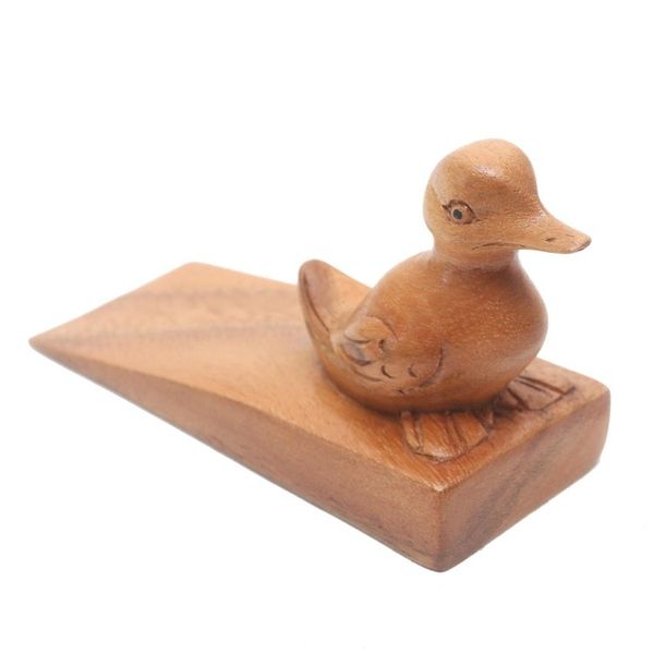 Alternate image for Handcrafted Suar Wood Duck Doorstop in Brown from Bali Helpful Duck in Brown