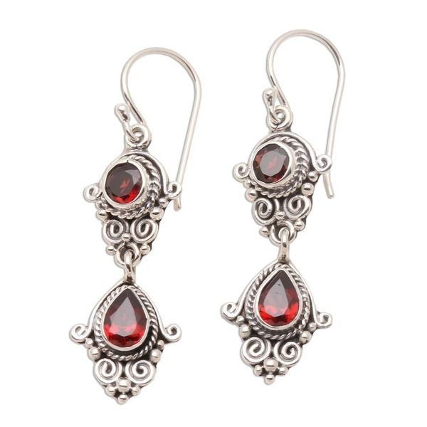 Alternate image for Hand Crafted Garnet Dangle Earrings Traditional Ways