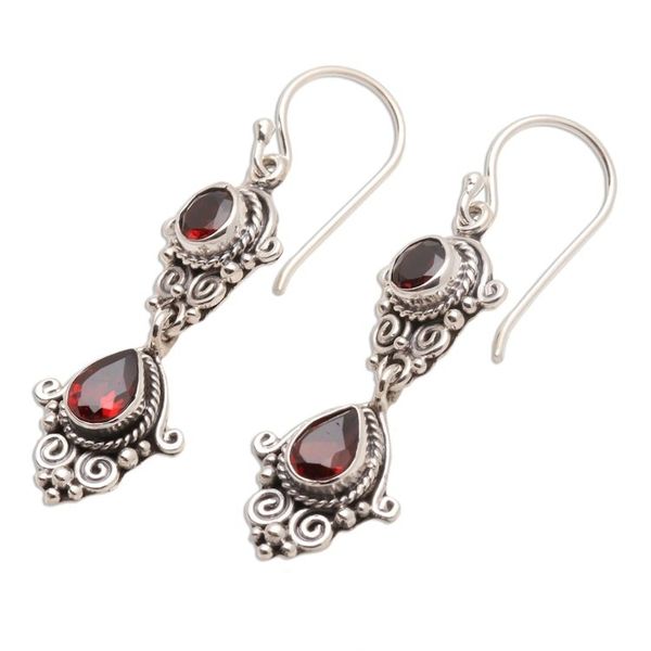 Alternate image for Hand Crafted Garnet Dangle Earrings Traditional Ways