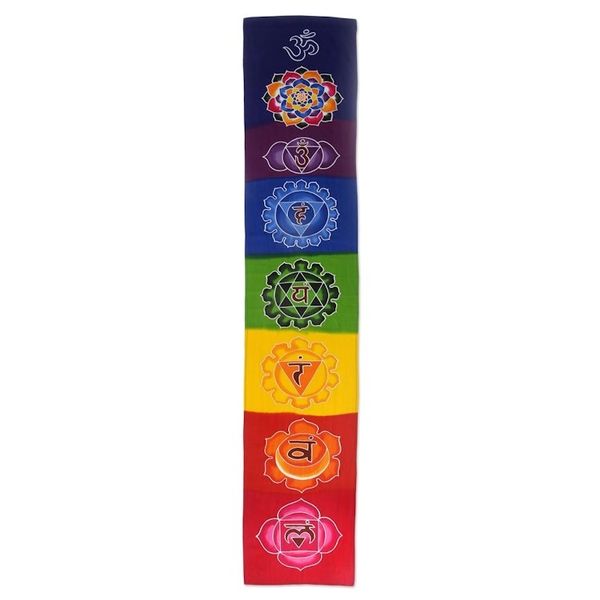 Alternate image for Floral Chakra Batik Rayon Wall Hanging from Bali Meditation Chakra