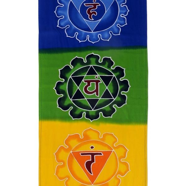 Alternate image for Floral Chakra Batik Rayon Wall Hanging from Bali Meditation Chakra