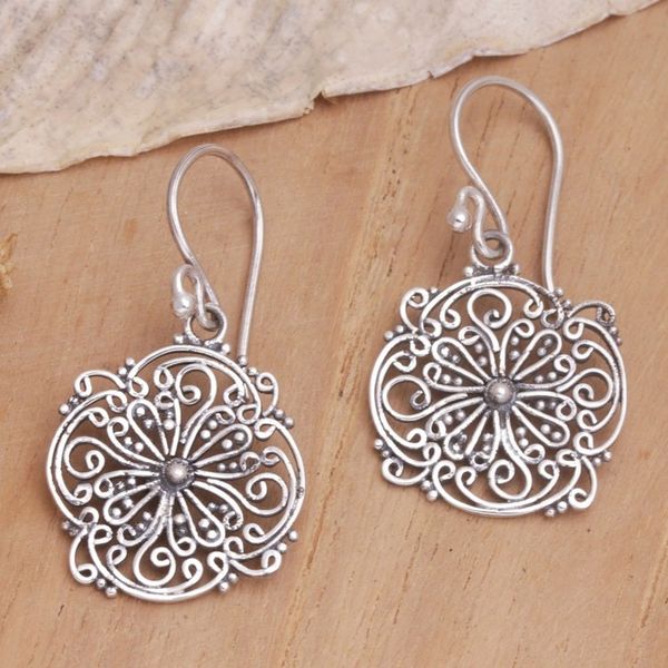Alternate image for Floral Sterling Silver Earrings from Indonesia Remembrance