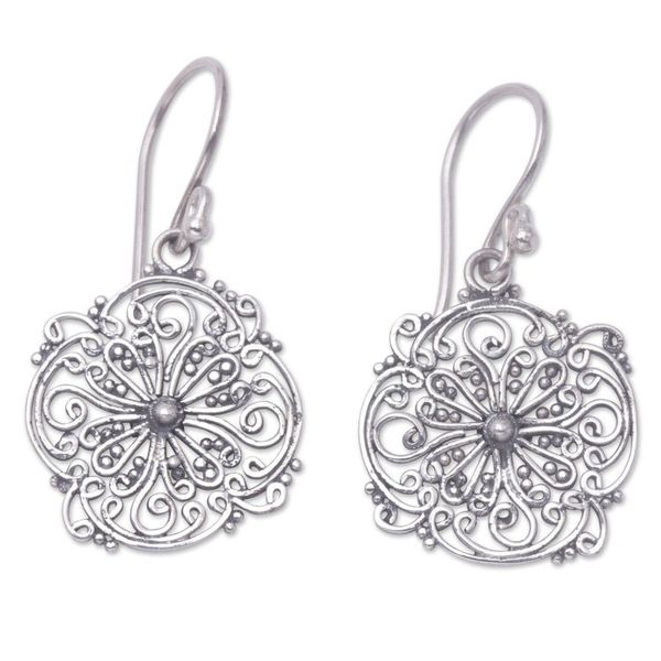 Alternate image for Floral Sterling Silver Earrings from Indonesia Remembrance