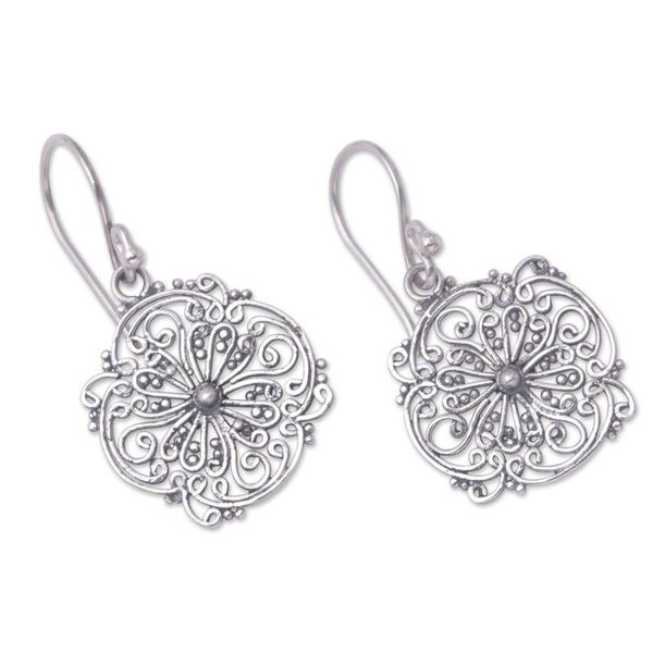 Alternate image for Floral Sterling Silver Earrings from Indonesia Remembrance