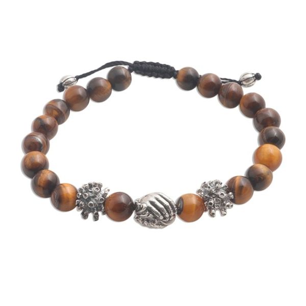 Alternate image for Balinese Tigers Eye Sterling Silver Unity Bracelet Helping Hands Together