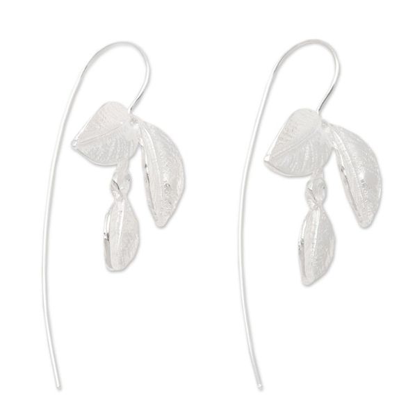 Alternate image for Triple Leaf Sterling Silver Drop Earrings Triple Leaf