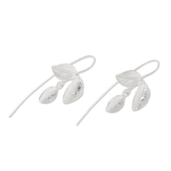 Alternate image for Triple Leaf Sterling Silver Drop Earrings Triple Leaf