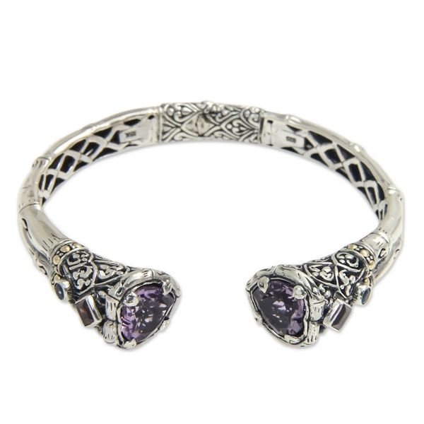 Alternate image for Multi-gemstone Gold Accented Cuff Bracelet from Bali Meeting of Hearts
