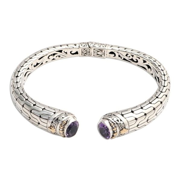 Alternate image for Hand Crafted Amethyst and Silver Cuff Bracelet Endeavor