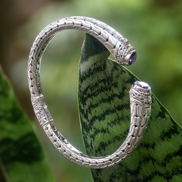 Alternate image for Hand Crafted Amethyst and Silver Cuff Bracelet Endeavor