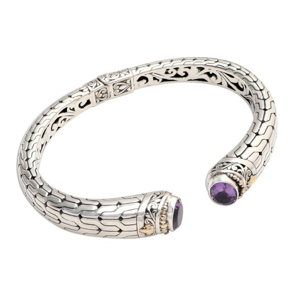Alternate image for Hand Crafted Amethyst and Silver Cuff Bracelet Endeavor