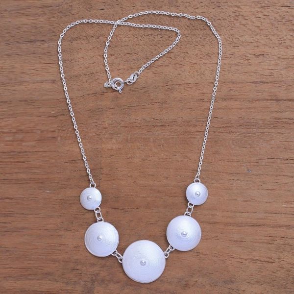 Alternate image for Sterling Silver Filigree Link Pendant Necklace from Java Five Shields