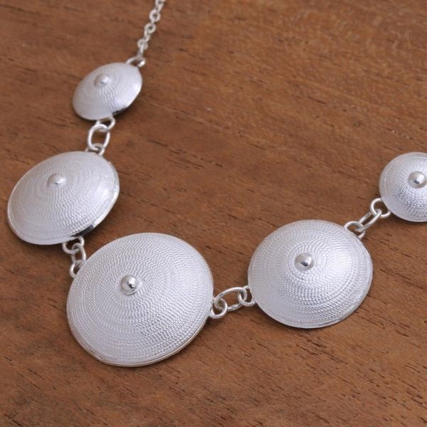 Alternate image for Sterling Silver Filigree Link Pendant Necklace from Java Five Shields