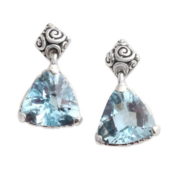 Alternate image for Blue Topaz Sterling Silver Dangle Earrings Mystic Trinity