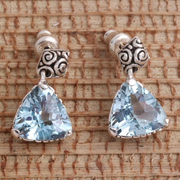 Alternate image for Blue Topaz Sterling Silver Dangle Earrings Mystic Trinity