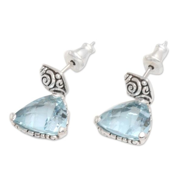Alternate image for Blue Topaz Sterling Silver Dangle Earrings Mystic Trinity