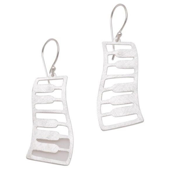 Alternate image for Sterling Silver Piano Shaped Dangle Earrings from Bali Piano Waves