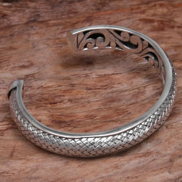 Alternate image for Handcrafted Modern Balinese Sterling Silver Cuff Bracelet Bamboo Scales