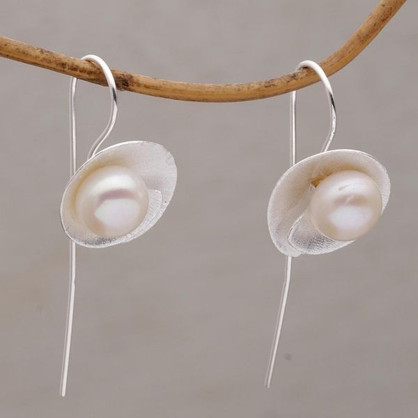 Alternate image for Sterling Silver Cultured Freshwater Pearl Drop Earrings Lily Glamour
