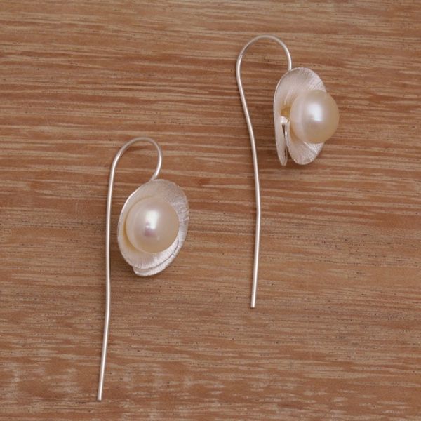 Alternate image for Sterling Silver Cultured Freshwater Pearl Drop Earrings Lily Glamour