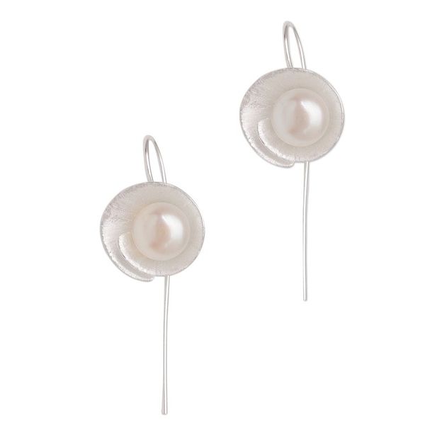 Alternate image for Sterling Silver Cultured Freshwater Pearl Drop Earrings Lily Glamour