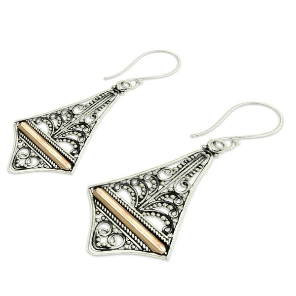 Alternate image for Balinese Gold Accented Sterling Silver Dangle Earrings Kuta Kite