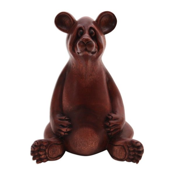 Alternate image for Handmade Suar Wood Sculpture of a Bear from Bali Honey Bear